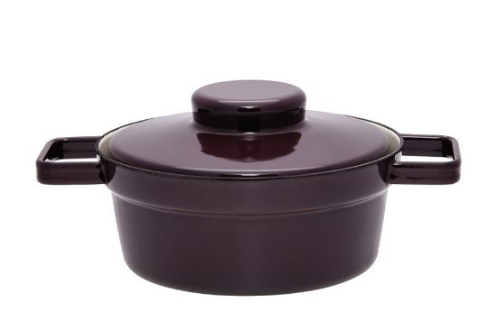 Smaltovaný aroma hrniec s pokrievkou - 1,2l - tmavofialový