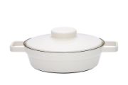 Smaltovaná aroma panvica s pokrievkou - 24cm - biela