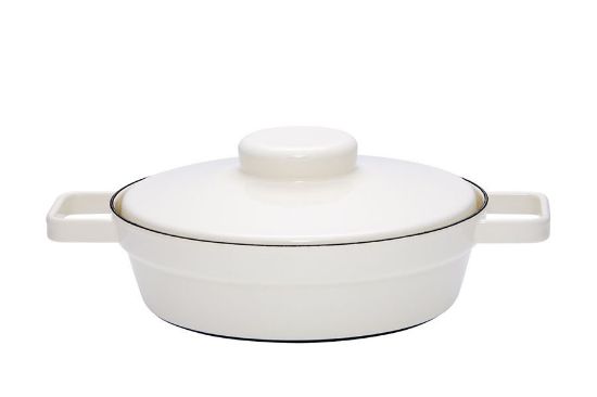 Smaltovaná aroma panvica s pokrievkou - 24cm - biela