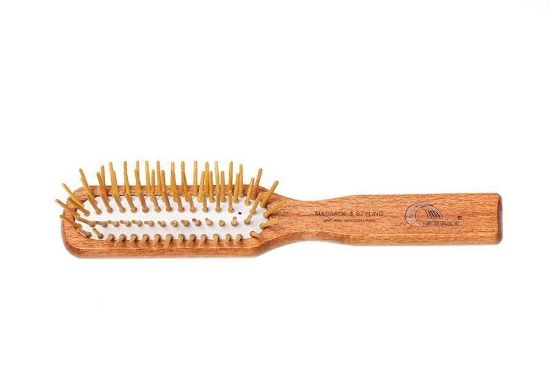 Bukový kartáč na vlasy s dřevěnými ostny - 5-řadý