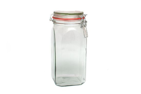 Sklenice s klipem - 1,55l - hranatá