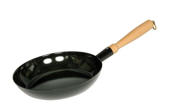 Obrázek Smaltovaná pánev s dřevěnou rukojetí - 26 cm - černá