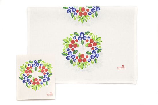 Obrázek Sada houbička + utěrka - borůvky a dřínky