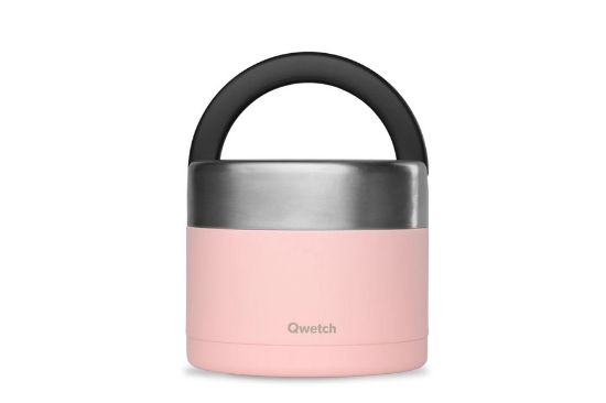 Obrázek Kulatý nerezový termo obědář Qwetch - 850 ml - pastelový růžový